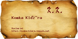 Komka Klára névjegykártya